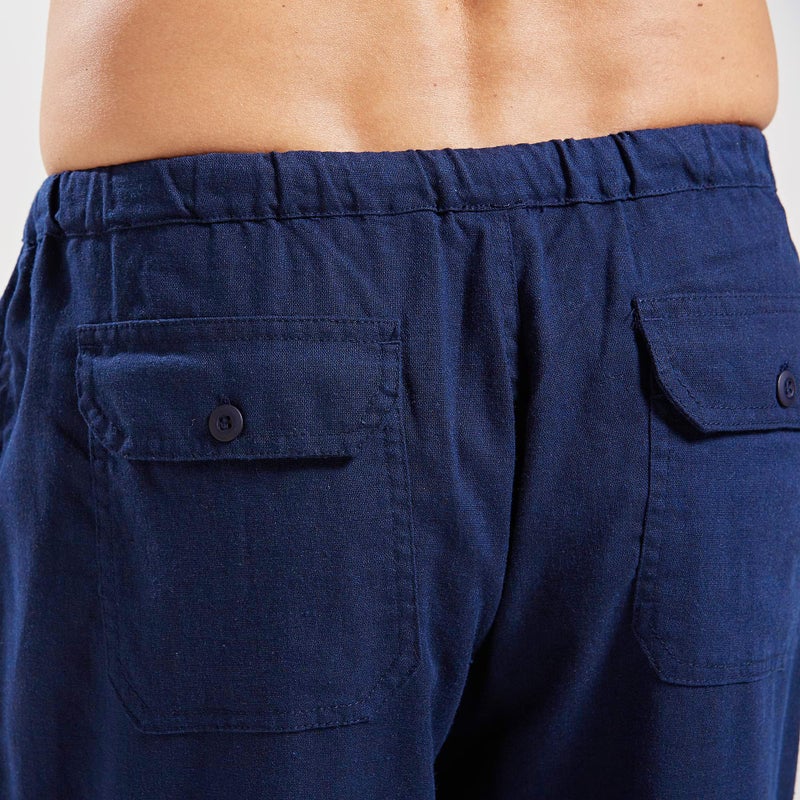 utcoco Qiuse Men's Casual Loose Fit Straight-Legs Stretchy Waist Beach Pants (XX-Large, Navy) - Image 4